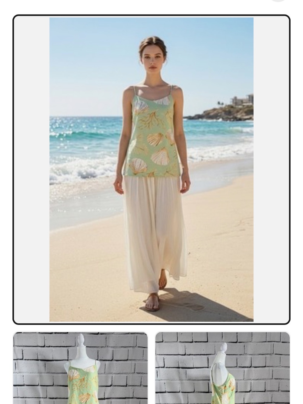 Sea Shell Print Mint Green dress New and beautiful Moon River Large